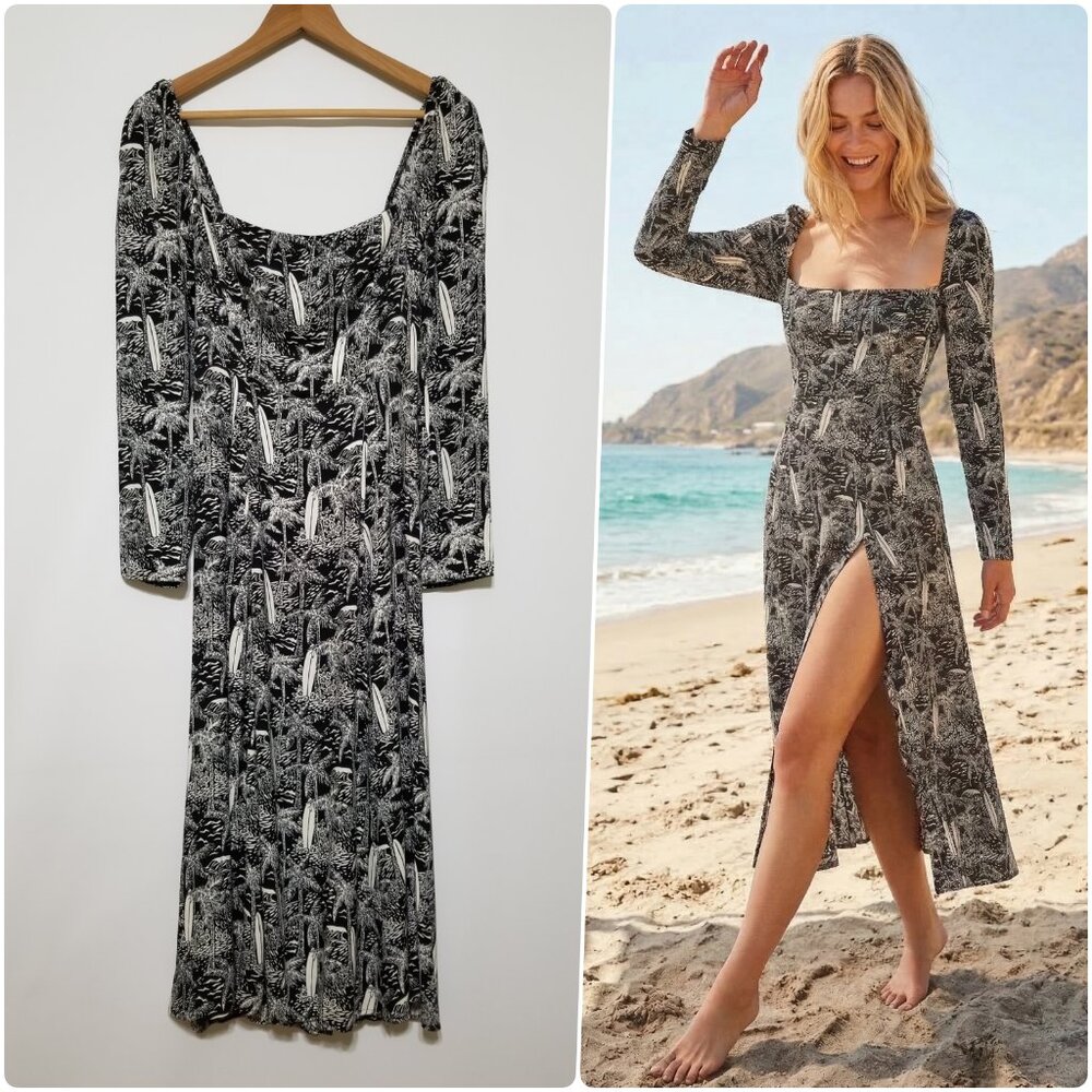 NWT Reformation Sigmund Midi Dress in Lanai‎ (Black/White) Size 4
